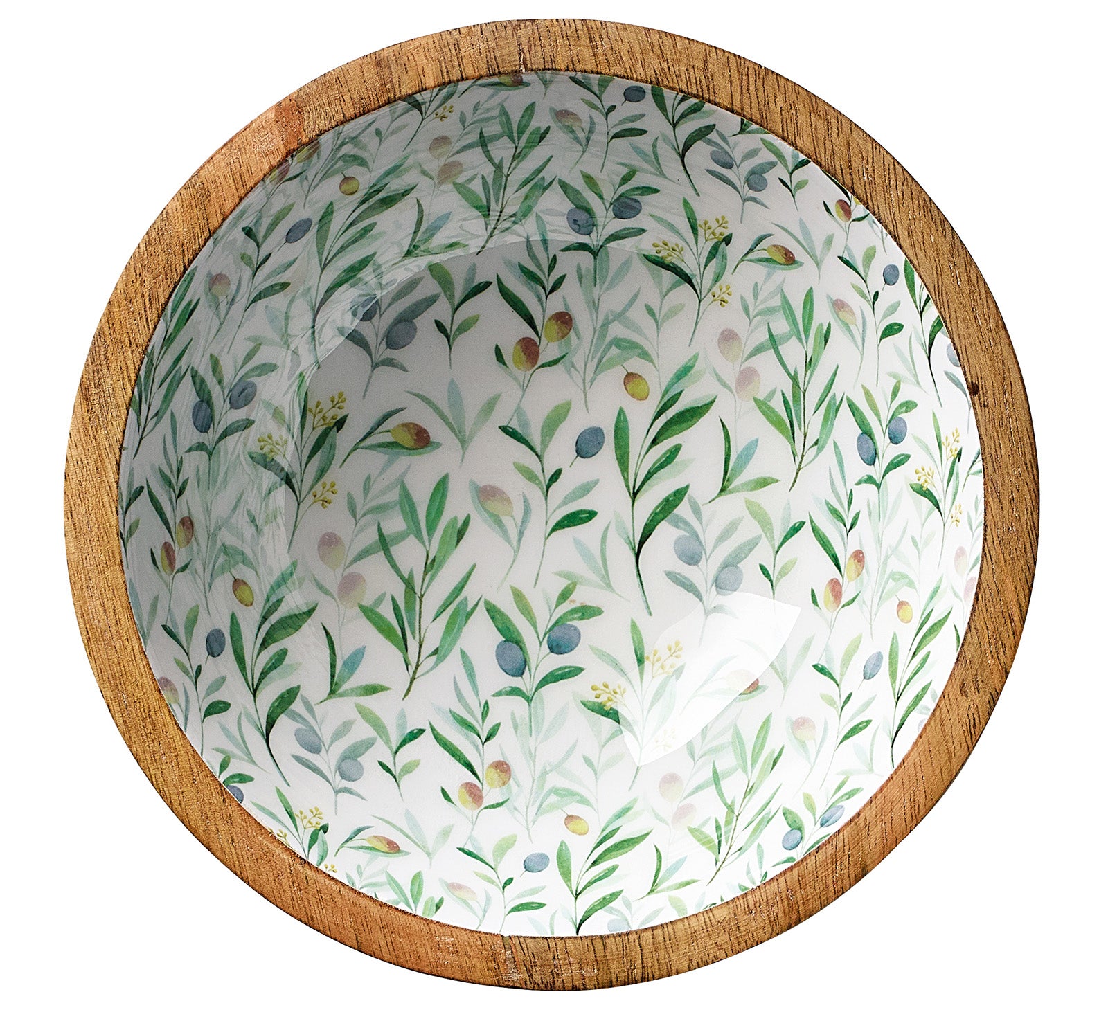 Zassenhaus Mango Wood Lacquered Small Serving Bowl, 8" x 3", Olive
