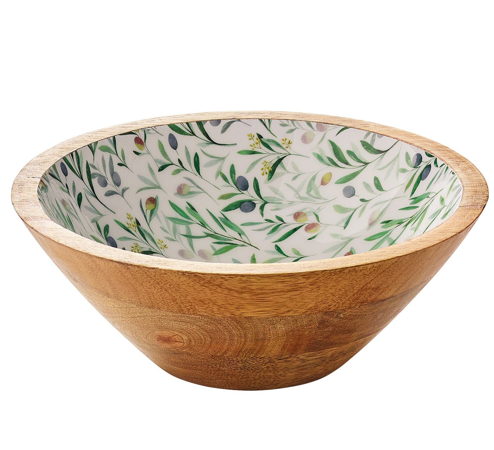Zassenhaus Mango Wood Lacquered Small Serving Bowl, 8" x 3", Olive