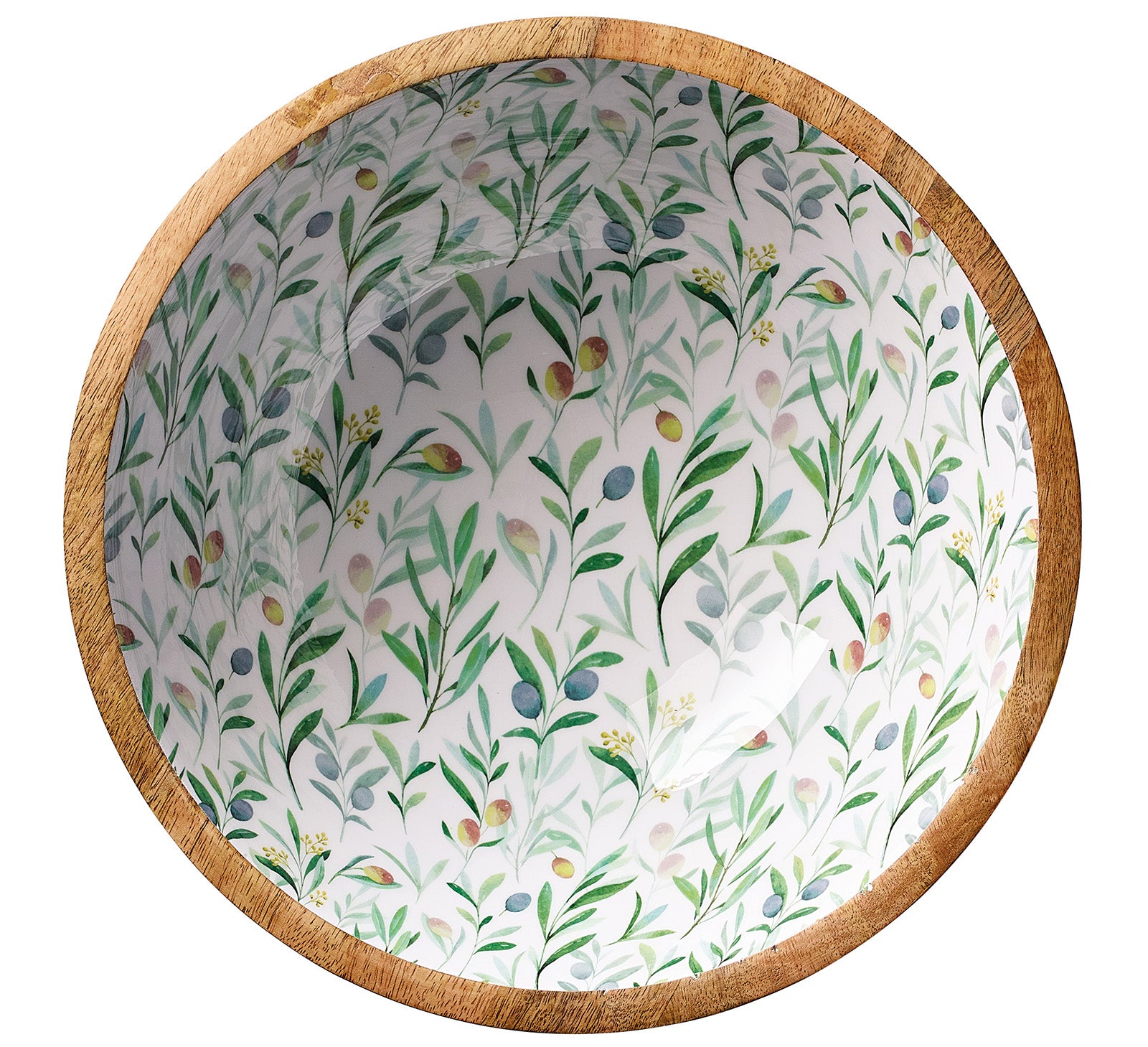 Zassenhaus Mango Wood Lacquered Medium Serving Bowl, 11.75" x 4.5", Olive