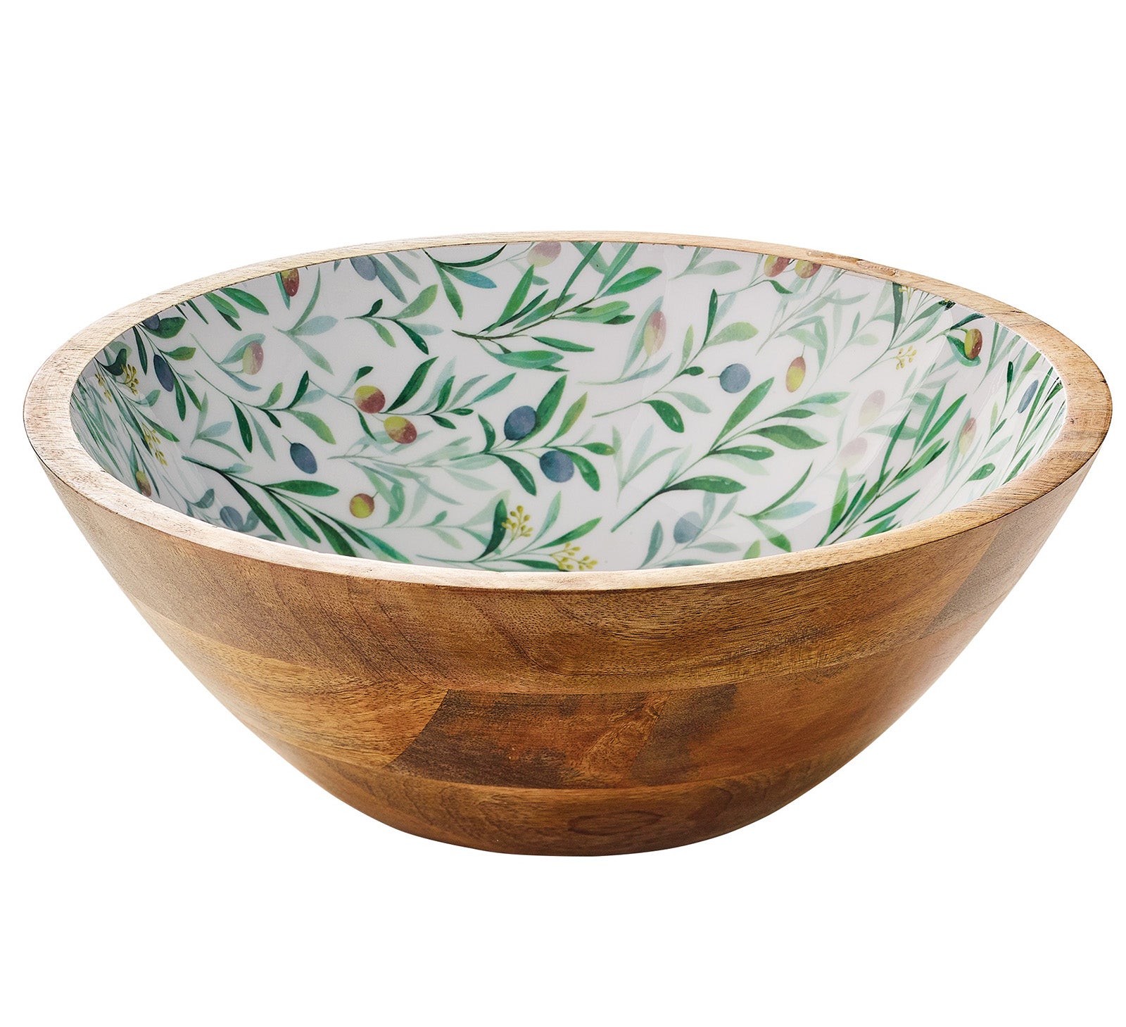 Zassenhaus Mango Wood Lacquered Medium Serving Bowl, 11.75" x 4.5", Olive