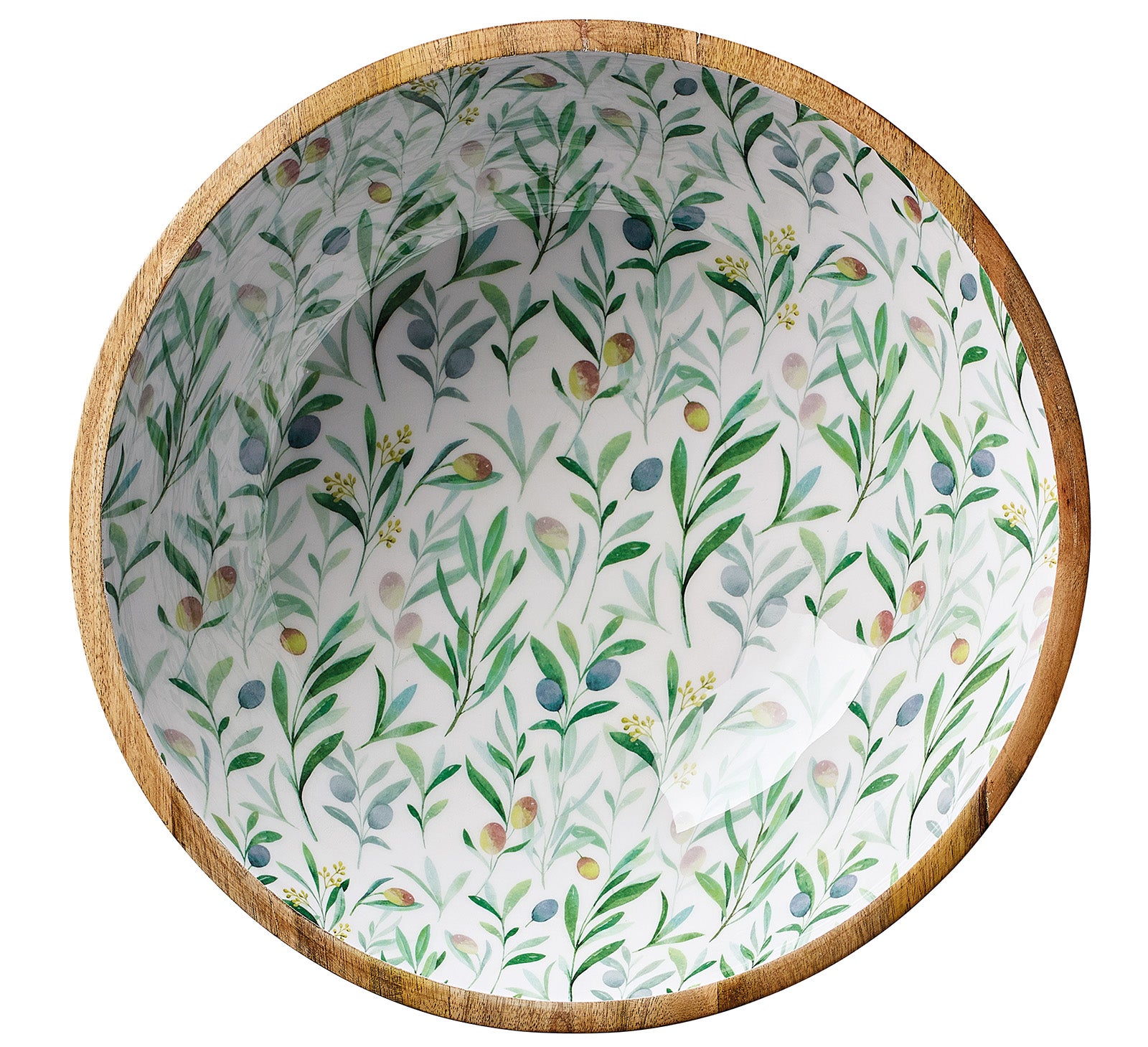 Zassenhaus Mango Wood Lacquered Large Serving Bowl, 13.75" x 4.7", Olive