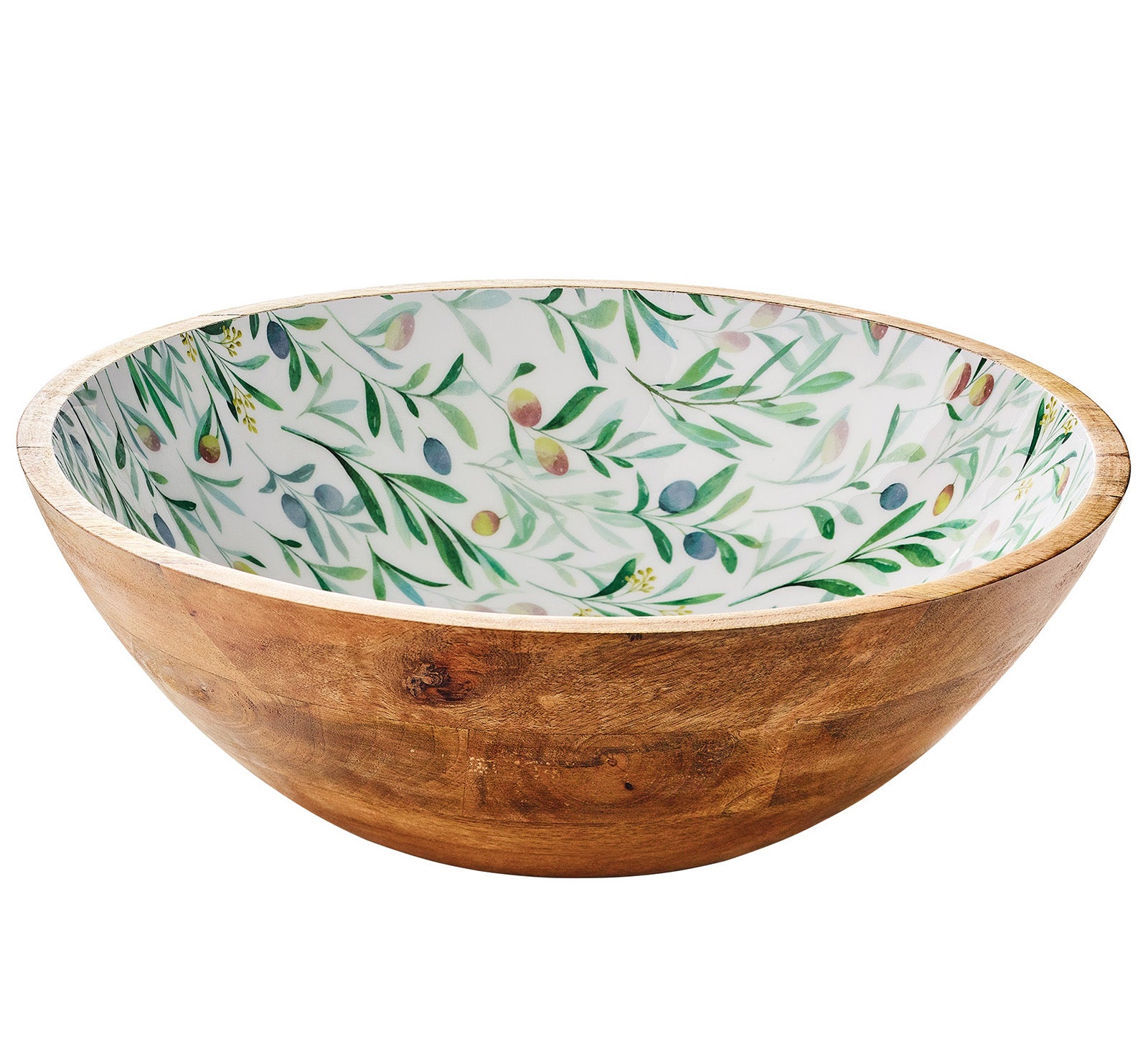 Zassenhaus Mango Wood Lacquered Large Serving Bowl, 13.75" x 4.7", Olive