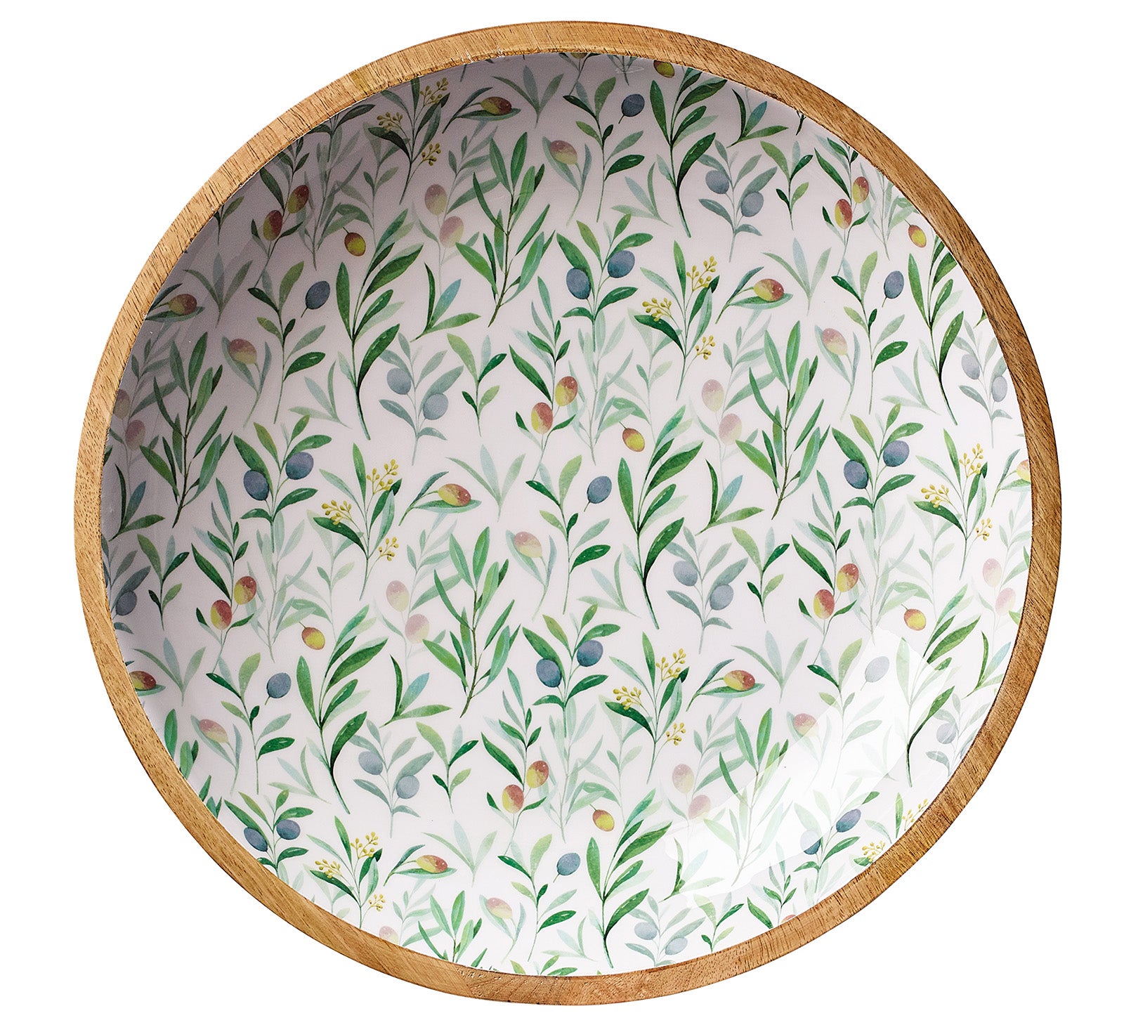 Zassenhaus Mango Wood Lacquered Serving Dish, 13.75" x 2.4", Olive