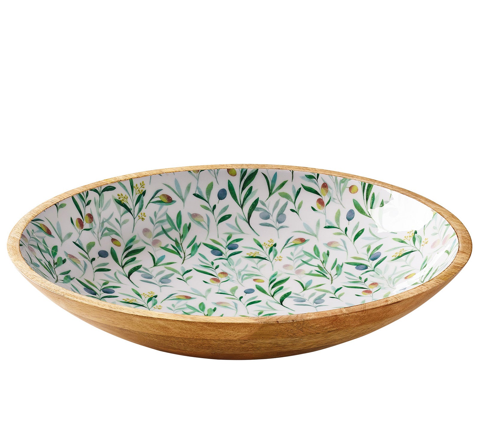 Zassenhaus Mango Wood Lacquered Serving Dish, 13.75" x 2.4", Olive