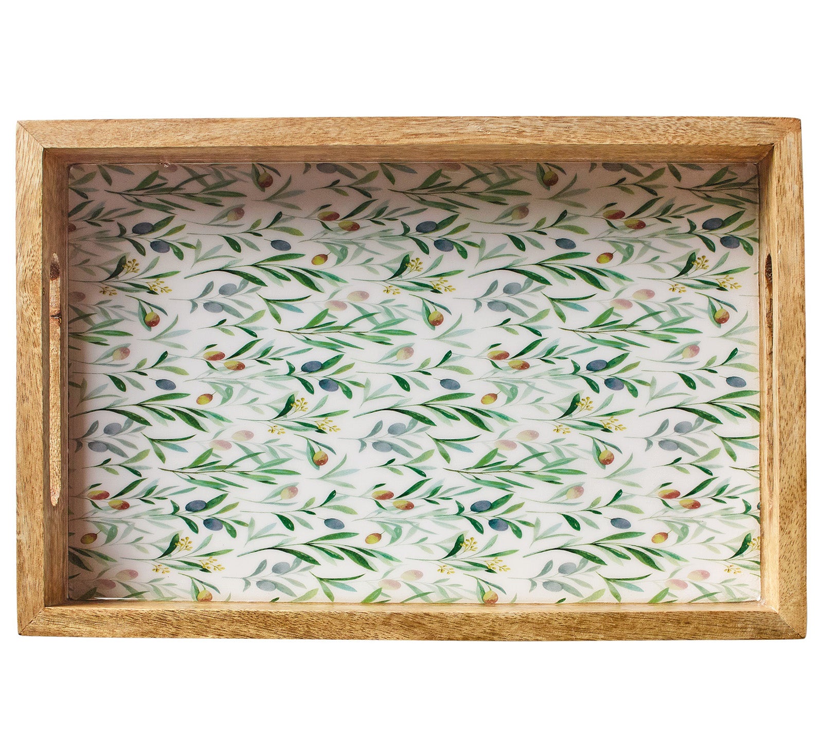 Zassenhaus Mango Wood Lacquered Serving Tray, 12" x 8" x 2", Olive