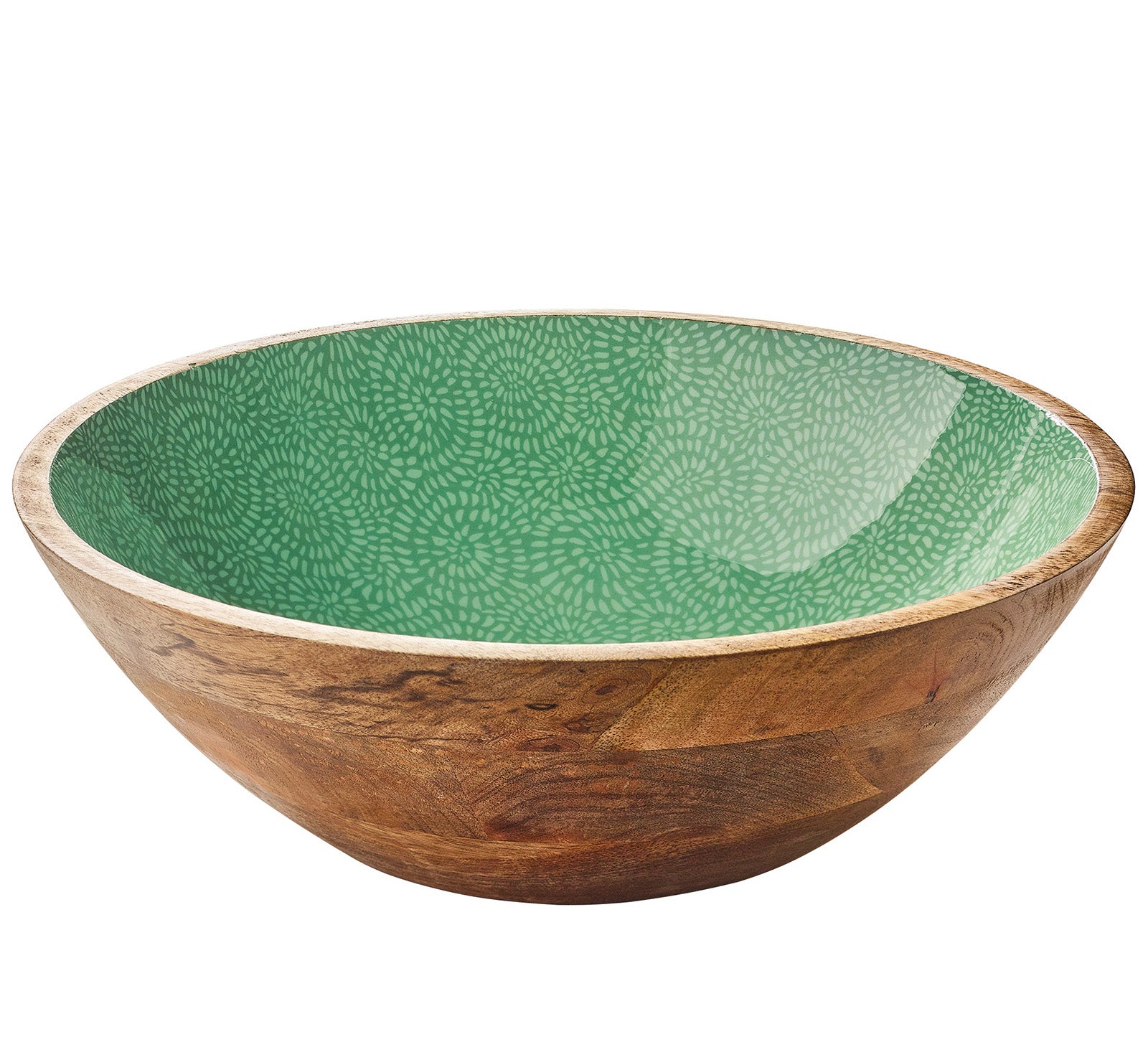 Zassenhaus Mango Wood Lacquered Large Serving Bowl, 13.75" x 4.7", Green