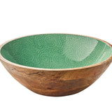 Zassenhaus Mango Wood Lacquered Large Serving Bowl, 13.75" x 4.7", Green