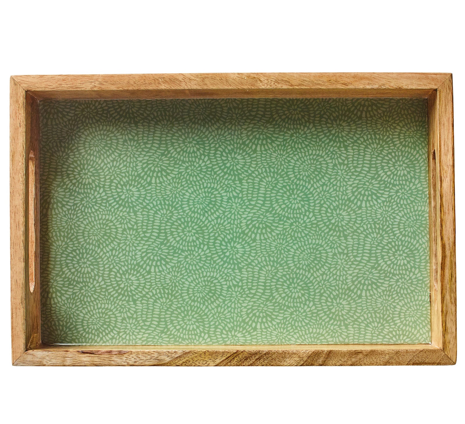 Zassenhaus Mango Wood Lacquered Serving Tray, 12" x 8" x 2", Green