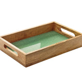 Zassenhaus Mango Wood Lacquered Serving Tray, 12" x 8" x 2", Green