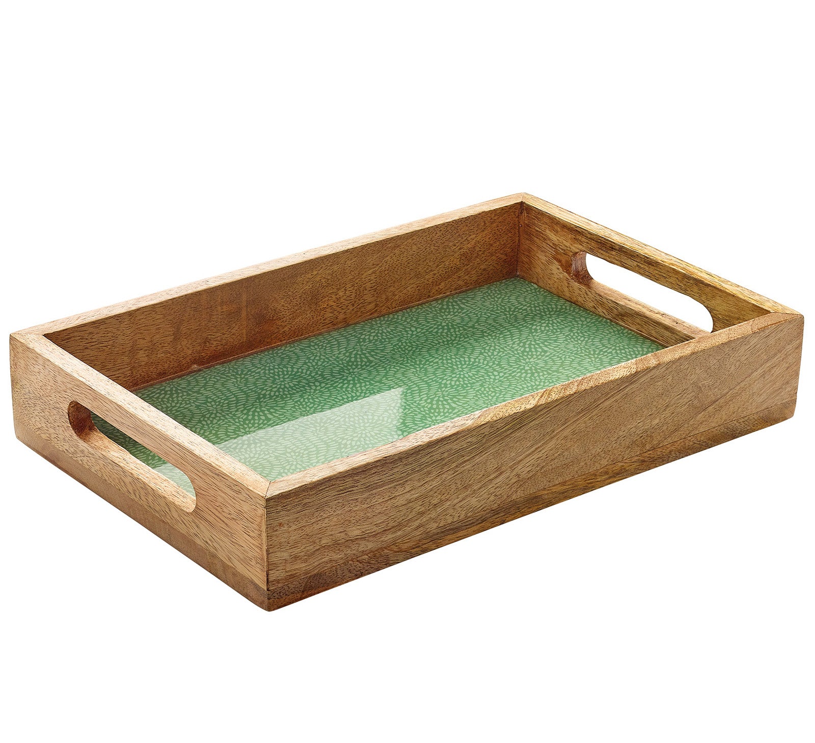 Zassenhaus Mango Wood Lacquered Serving Tray, 12" x 8" x 2", Green