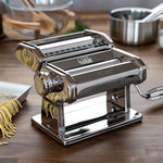 Marcato Atlas+ Pasta Machine with Cutter, Hand Crank, and Instructions, Made in Italy, Silver
