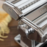 Marcato Atlas+ Pasta Machine with Cutter, Hand Crank, and Instructions, Made in Italy, Silver