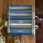 Marcato Atlas+ Pasta Machine with Cutter, Hand Crank, and Instructions, Made in Italy, Powder Blue