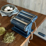 Marcato Atlas+ Pasta Machine with Cutter, Hand Crank, and Instructions, Made in Italy, Powder Blue