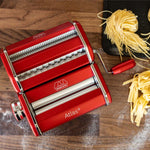 Marcato Atlas+ Pasta Machine with Cutter, Hand Crank, and Instructions, Made in Italy, Red