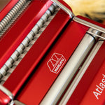 Marcato Atlas+ Pasta Machine with Cutter, Hand Crank, and Instructions, Made in Italy, Red