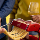 Marcato Atlas+ Pasta Machine with Cutter, Hand Crank, and Instructions, Made in Italy, Red