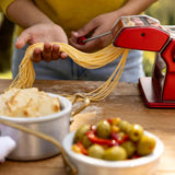 Marcato Atlas+ Pasta Machine with Cutter, Hand Crank, and Instructions, Made in Italy, Red