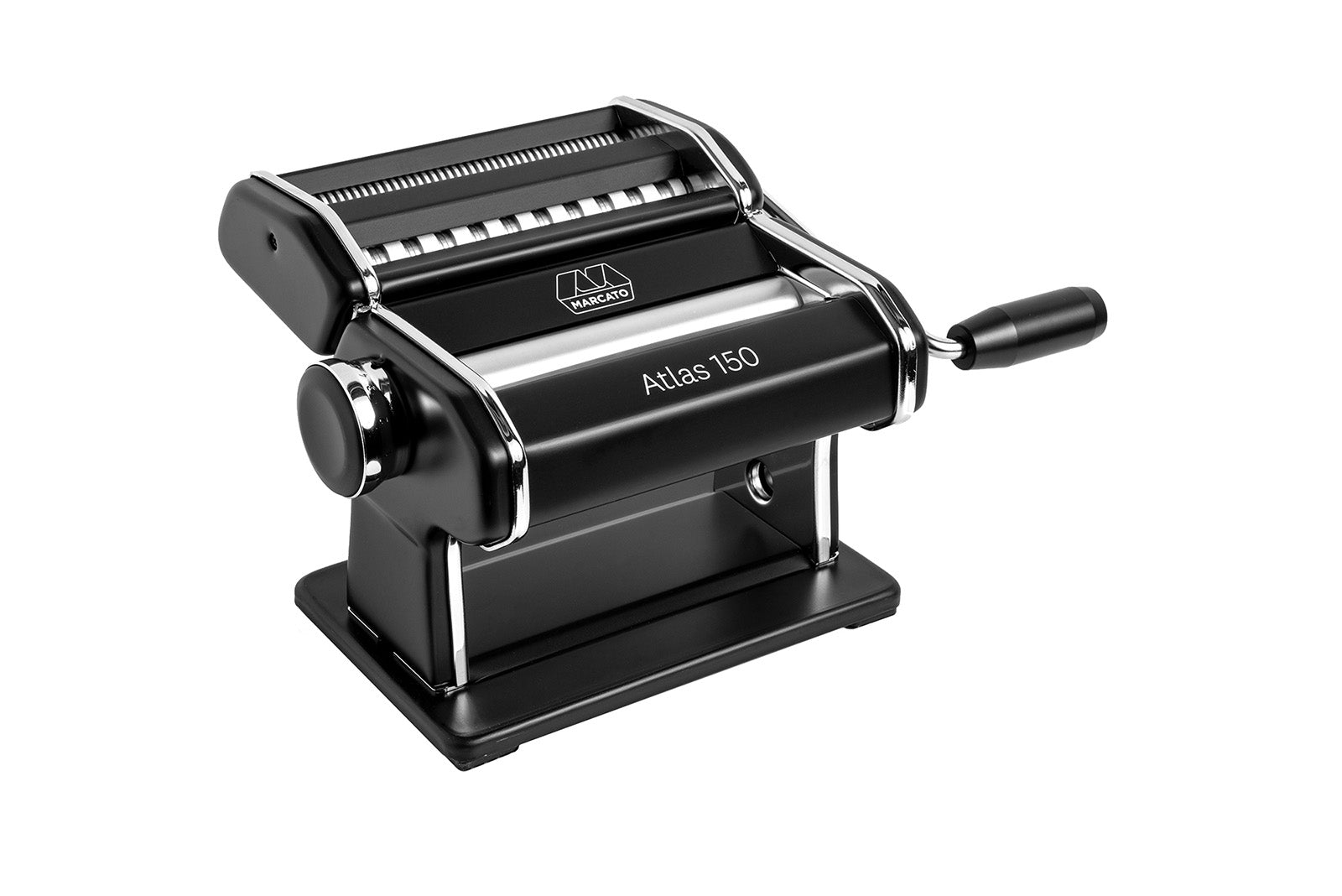 Marcato Atlas 150 Pasta Machine with Cutter, Hand Crank, and Instructions, Made in Italy, Black