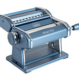 Marcato Atlas 150 Pasta Machine with Cutter, Hand Crank, and Instructions, Made in Italy, Powder Blue