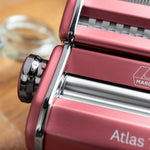 Marcato Atlas 150 Pasta Machine with Cutter, Hand Crank, and Instructions, Made in Italy, Powder Pink