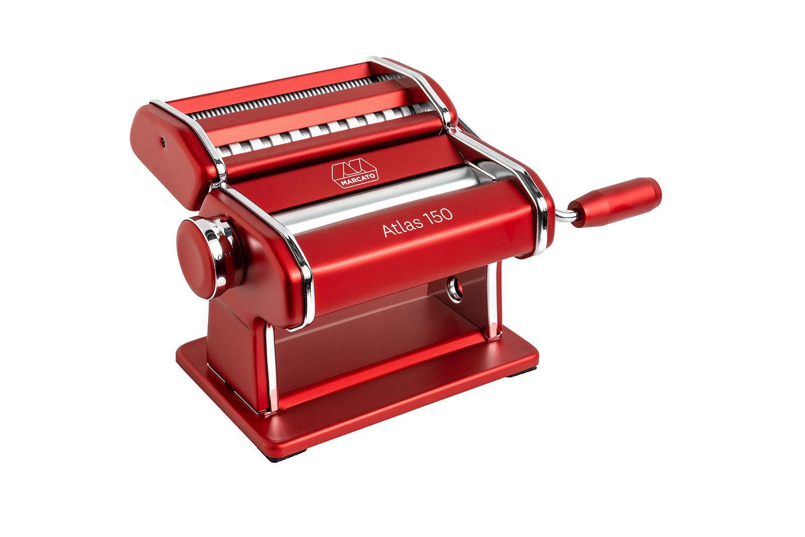 Marcato Atlas 150 Pasta Machine with Cutter, Hand Crank, and Instructions, Made in Italy, Red