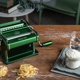 Marcato Atlas 150 Pasta Machine with Cutter, Hand Crank, and Instructions, Made in Italy, Green