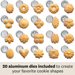Marcato Atlas Premium Biscuit Maker Press, Includes 20 Cookie Disc Shapes, Silver