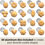 Marcato Atlas Premium Biscuit Maker Press, Includes 20 Cookie Disc Shapes, Silver