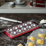 Marcato Atlas Tablet Pasta Maker, Made in Italy, Makes 10 Raviolis, Red