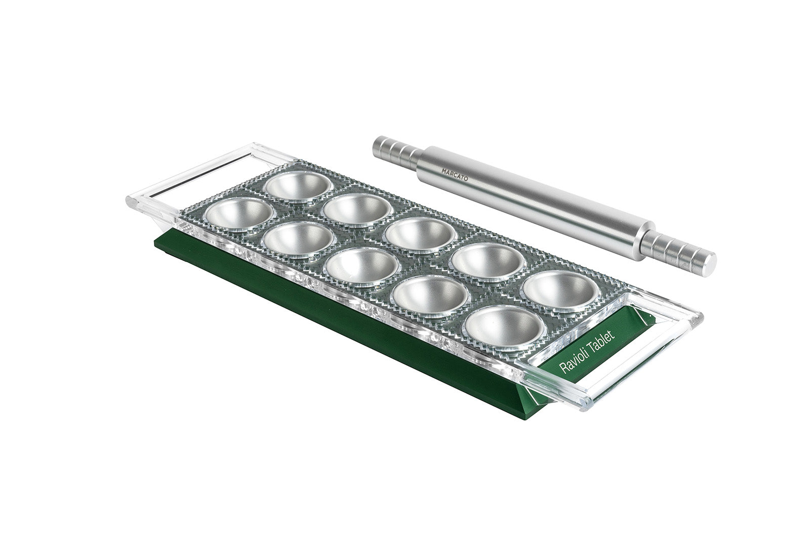 Marcato Atlas Tablet Pasta Maker, Made in Italy, Makes 10 Raviolis, Green