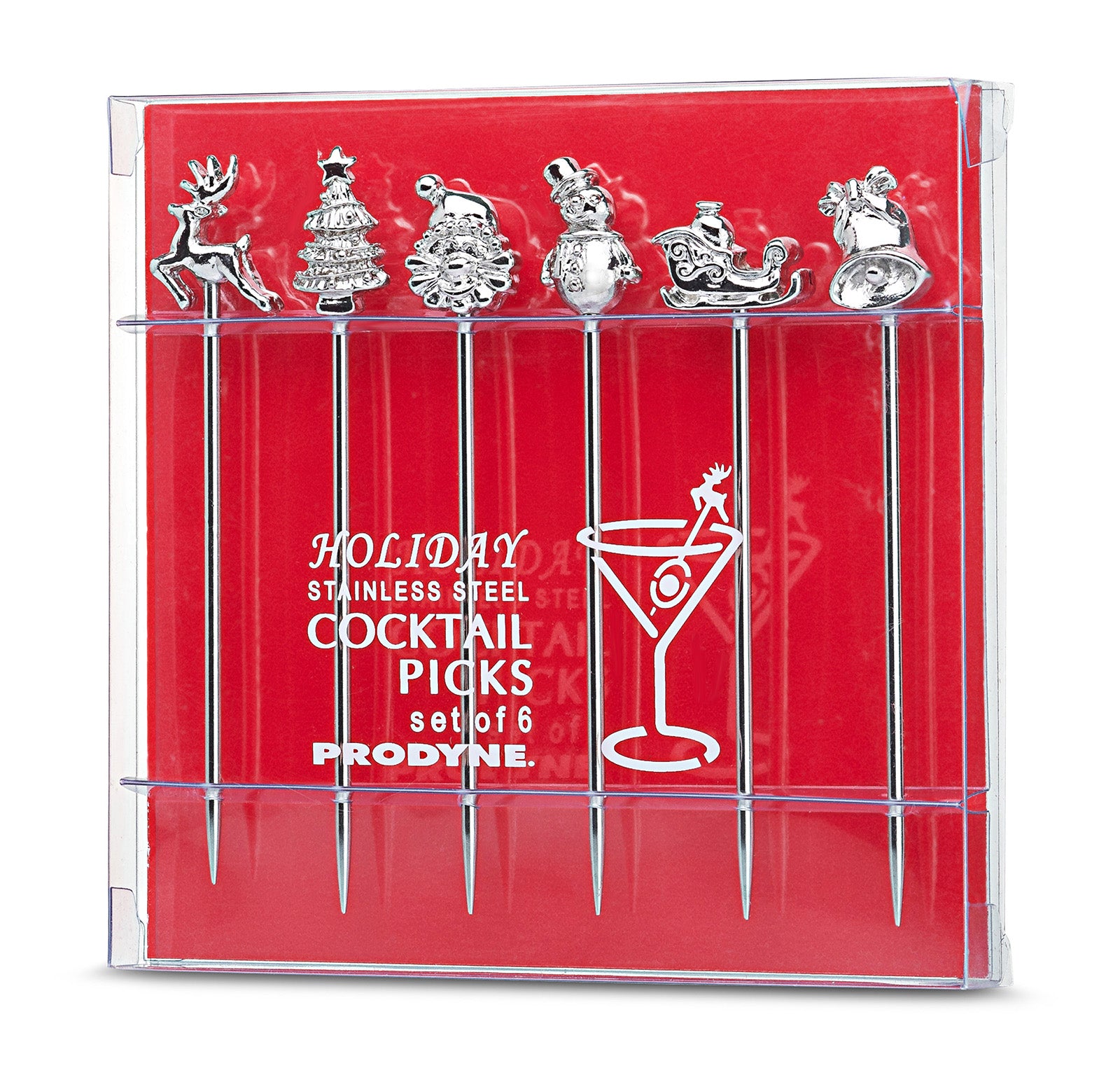 Prodyne Holiday Stainless Steel Cocktail Picks, Set of 6