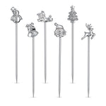 Prodyne Holiday Stainless Steel Cocktail Picks, Set of 6