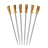 Prodyne Olivewood Stainless Steel Cocktail Picks, Set of 6