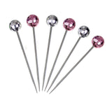 Prodyne Disco Ball Cocktail Picks, 3 Pink + 3 Silver Heads, Set of 6