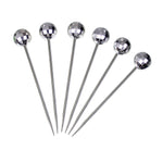 Prodyne Disco Ball Cocktail Picks, 6 Silver Heads, Set of 6