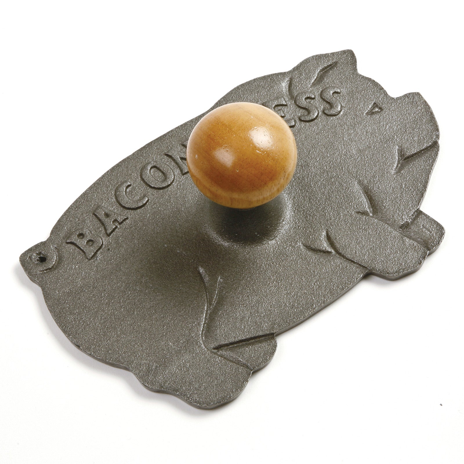 Norpro Cast Iron Pig Shaped Bacon and Grill Press with Wood Handle