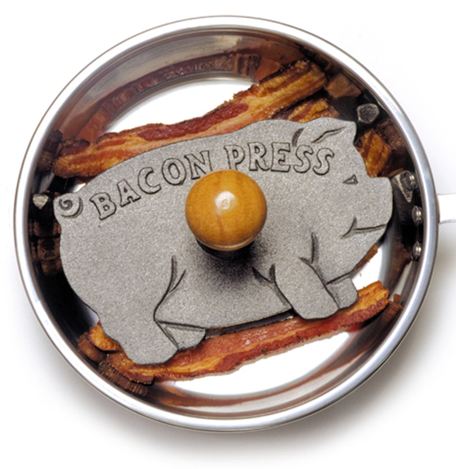 Norpro Cast Iron Pig Shaped Bacon and Grill Press with Wood Handle