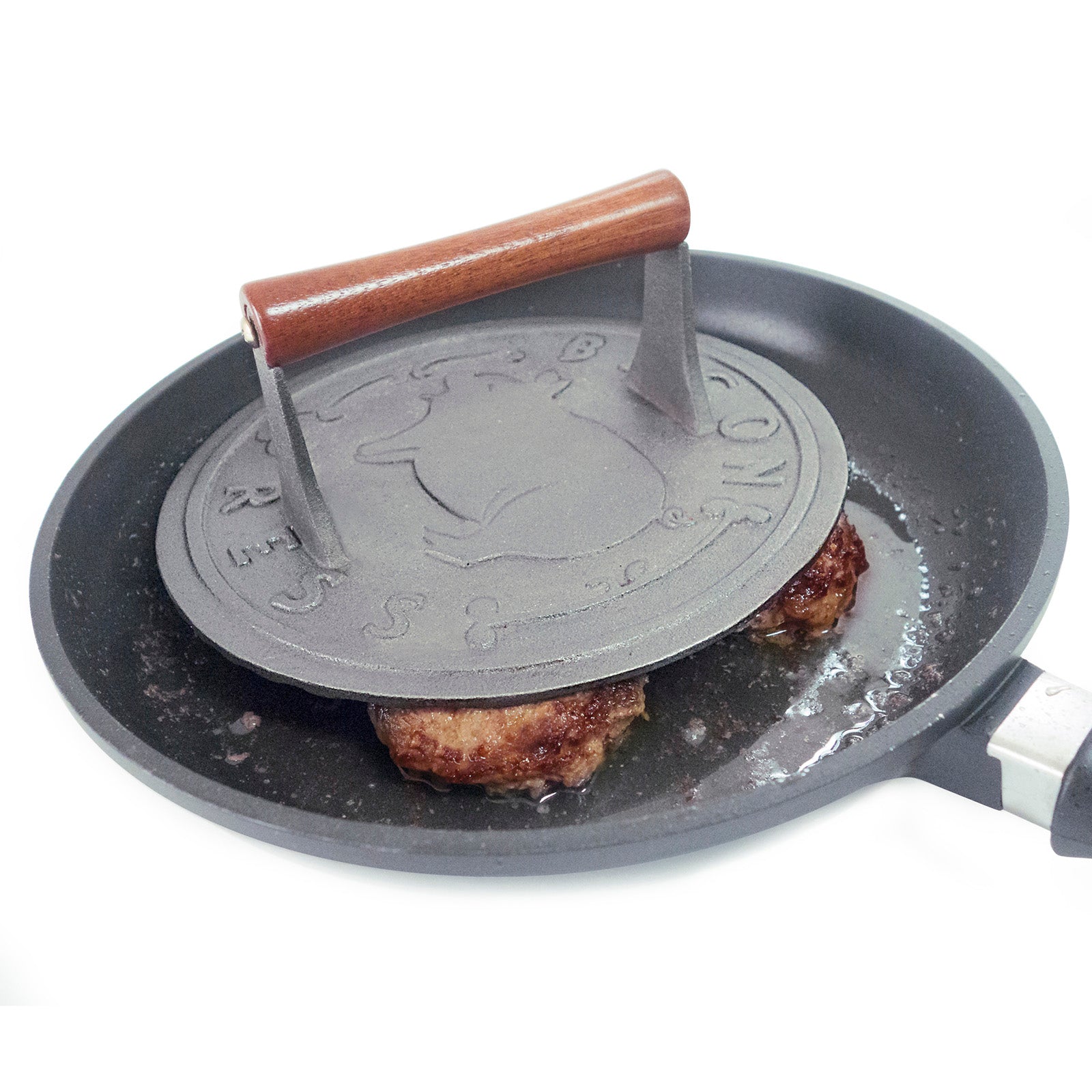 Norpro Round Cast Iron Bacon, Steak, and Burger Press, 8.75-Inch