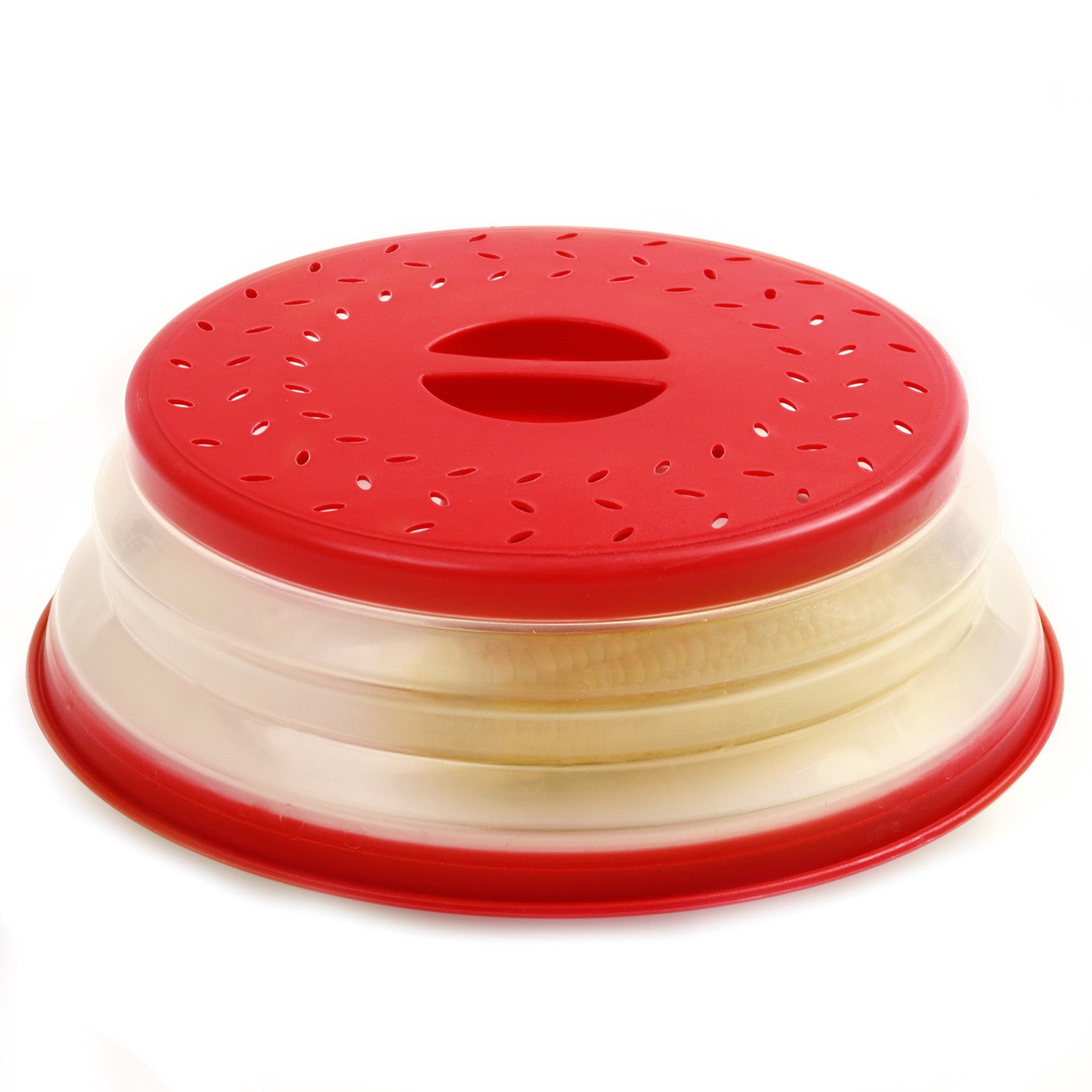 Norpro Knockdown Collapsible Microwave Food Cover, Red/Clear