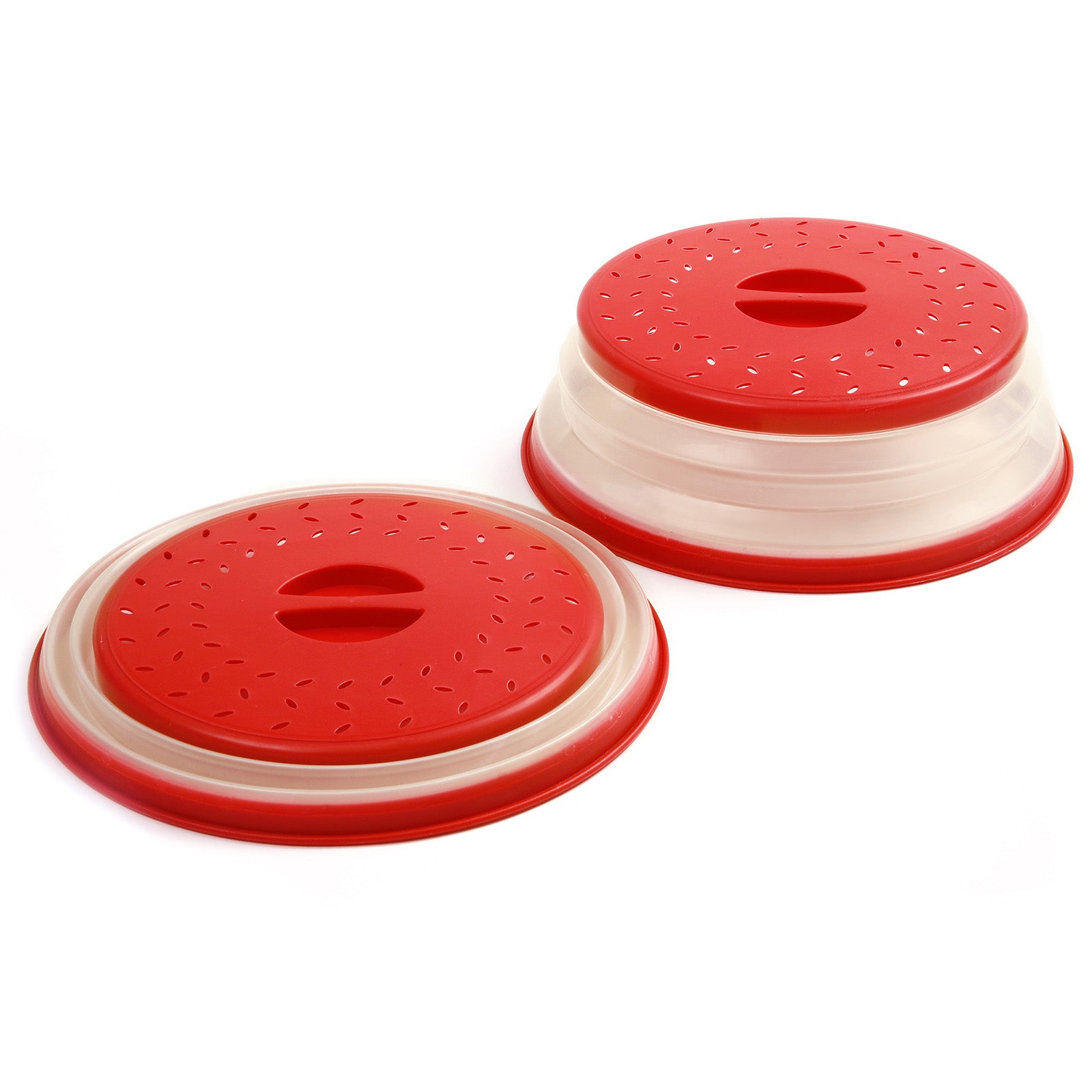 Norpro Knockdown Collapsible Microwave Food Cover, Red/Clear