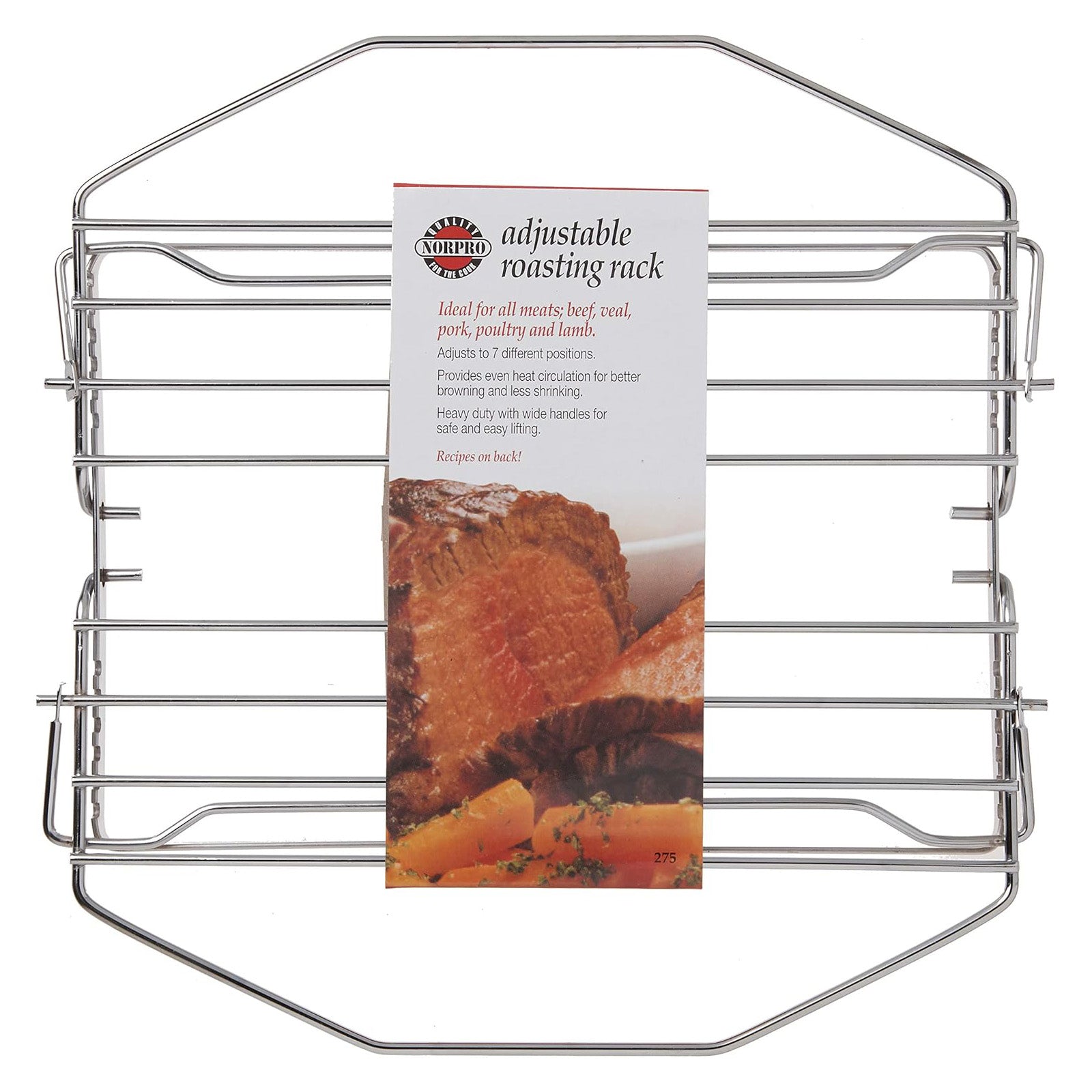 Norpro Adjustable Roast Rack, 11 Inch Nickel-Plated, 7 Positions, Silver