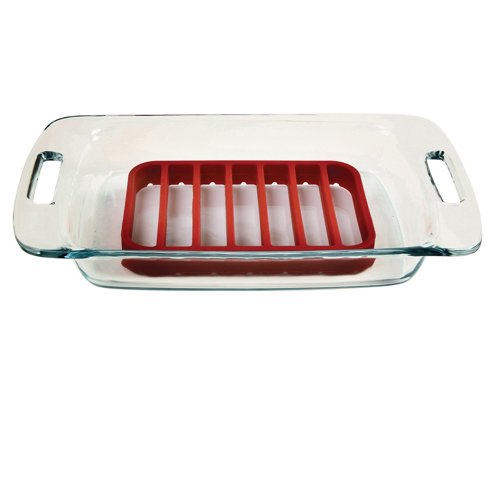 Norpro Rectangle Silicone Roast Rack – 9 x 6 Inch, Red, Heat-Resistant