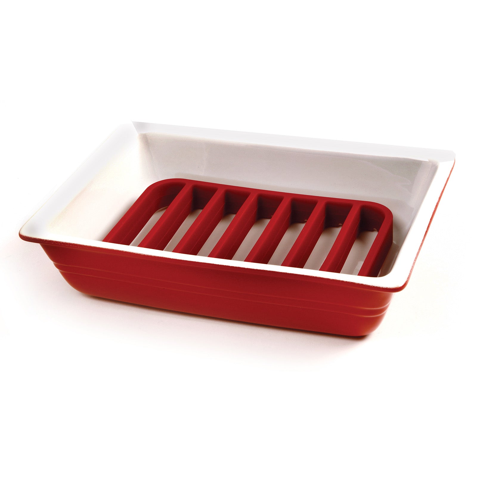 Norpro Rectangle Silicone Roast Rack – 9 x 6 Inch, Red, Heat-Resistant