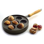 Norpro Deluxe Cast Iron Aebleskiver Stuffed Pancake Pan with Wood Handle