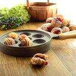 Norpro Deluxe Cast Iron Aebleskiver Stuffed Pancake Pan with Wood Handle