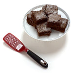 Norpro Brownie Spatula with Scalloped Blade, Red