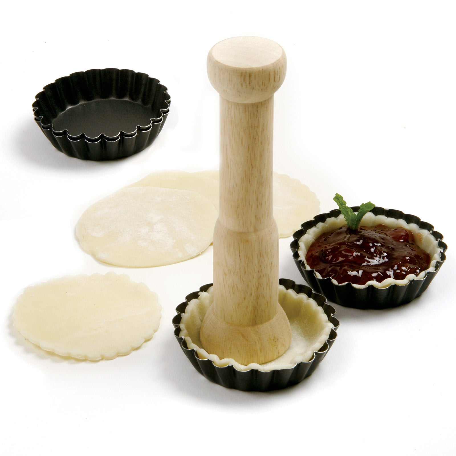 Norpro Tart Tamper, Wooden Dough Press for Mini Muffins and Tarts