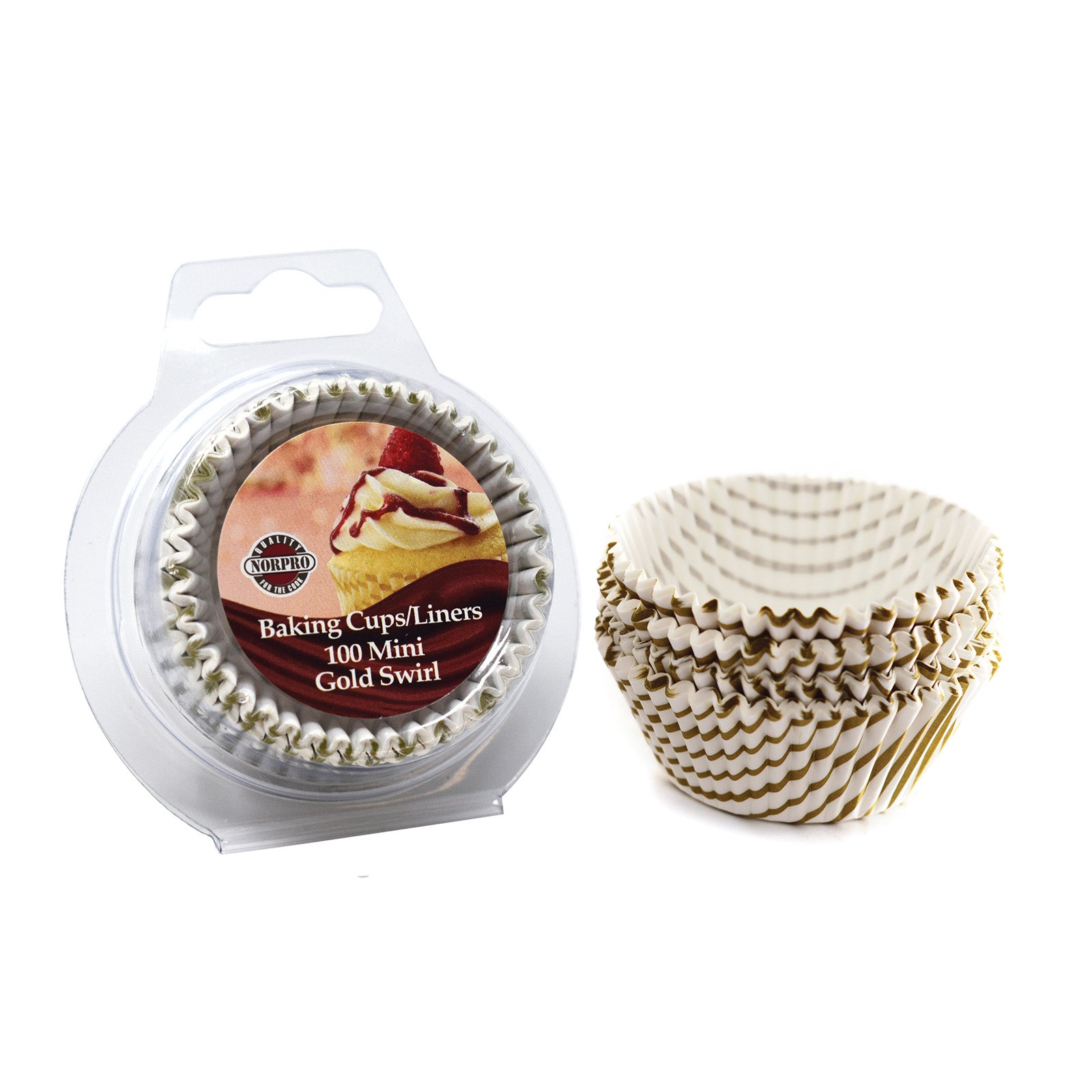 Norpro Muffin Cups with Gold Swirl – 75-Pack Decorative Paper Liners