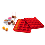 Norpro Silicone Cake Pop Pan with 20 Reusable Sticks, Red